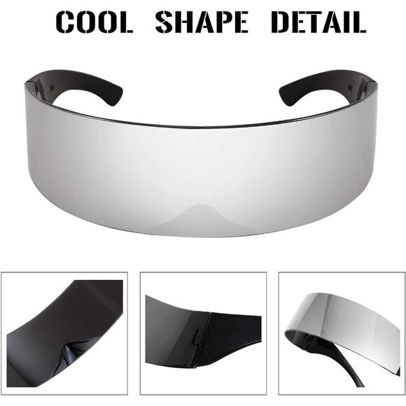Futuristic Cyber Visor Sunglasses Punk Style UV400 Unisex Cosplay Accessory